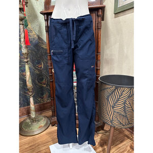 Women's Koi Navy Straight Leg Scrub Pants S with Pink Accents